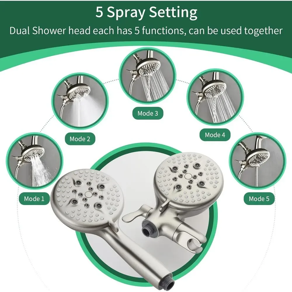 2 Handle Shower Faucet Shower System Complete 2 in 1 Shower Combo Set